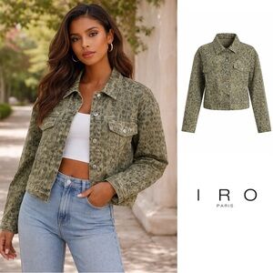 NEW IRO Empathy Leopard Oversized Jean Jacket